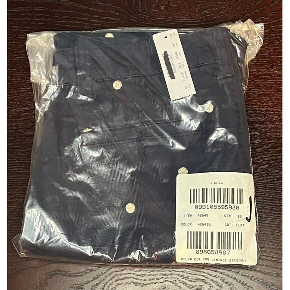 J. Crew Vintage straight pants polka dot stretch chino AB649 25 blue - Picture 3 of 5